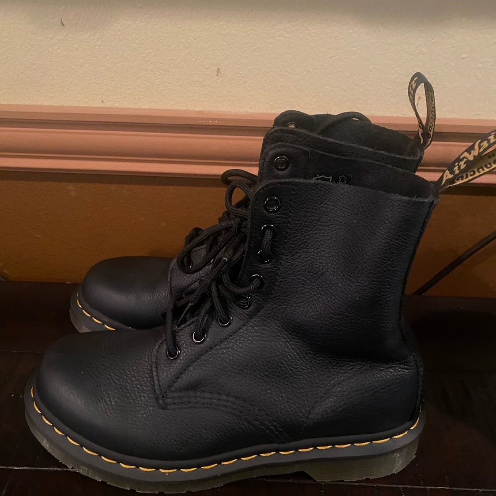 Black Leather Lace-Up Boots